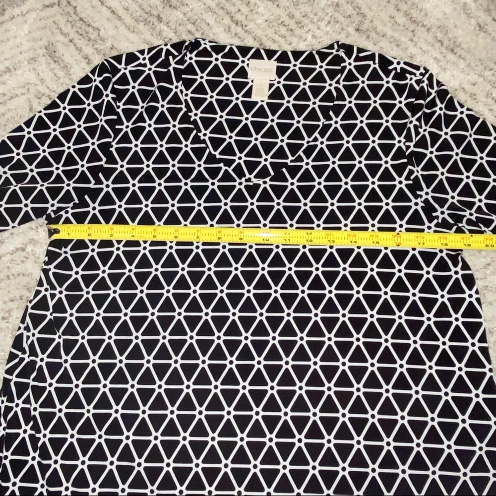 Chicos size 1 black and white v neck top